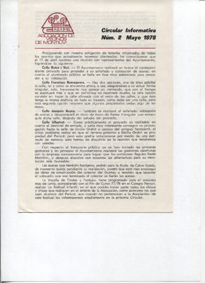 Circular Informativa Num. 2 Maig 1978