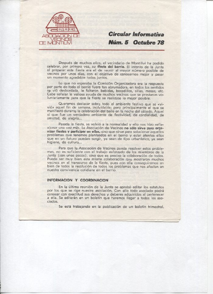 Circular Informativa Num. 5 Octubre 1978